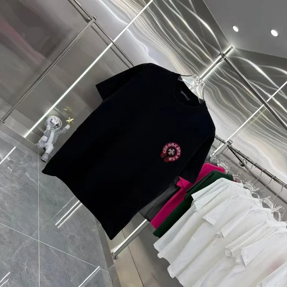 Chrome Hearts Black Tee with Pink Embroidery